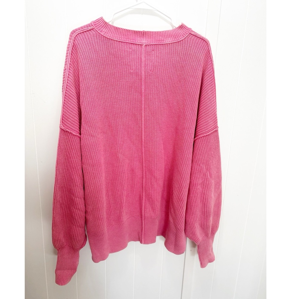 Aerie oversized knit cotton sweater pink size large - Picture 3 of 5